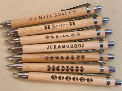 Island-Inspired Engraved Bamboo Pens