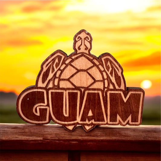 Wooden Sea Turtle Guam Magnet