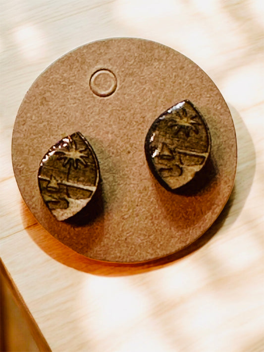 Guam Seal Resin Wood Stud Earrings